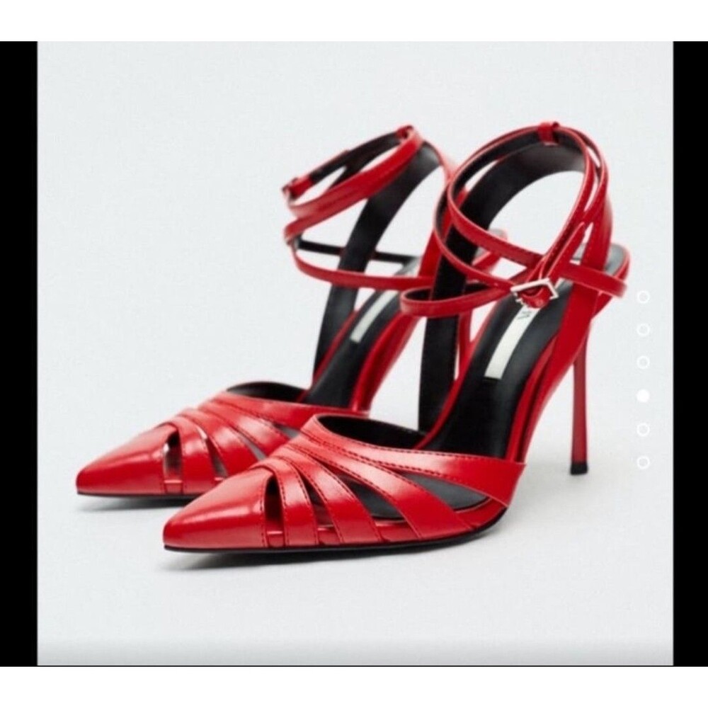 ZARA STRAPPY HEEL SHOES RED SZ US 10 EUR 41 NEW